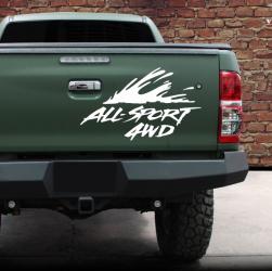 Sticker auto cu all-sport awd 4x4 offroad 25cm alb 