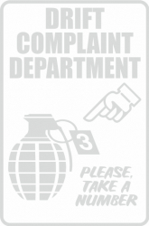 Sticker auto cu drift complaint department tuning JDM 20cm alb 