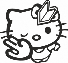 Sticker auto cu Hello Kity tuning JDM 20cm negru 