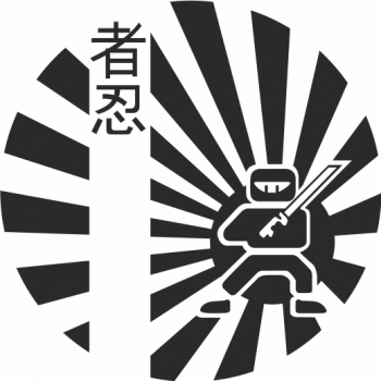 Sticker auto cu ninja JDM 20cm negru 