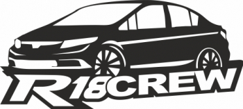 Sticker auto cu R18crew tuning JDM 20cm negru 