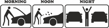Sticker auto tuning morning noon night JDM 20cm negru 