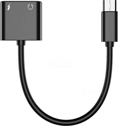 Adaptor Audio Digital Splitter MTP de la USB Type C la USB Type C si Jack 3.5mm Negru Metalic 