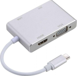 Adaptor Video Type C MTP Premium 4 in 1 la HDMI 4K VGA DVI USB 3.0 