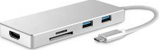 Adaptor digital multiport 4k HDMI cu port USB 3.1 - Tip C cititor de carduri TF/SD pentru MacBook Argintiu 