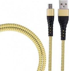 Cablu de incarcare/transfer date USB la Micro USB-C / Type-C lungime 1M ranforsat Gold 