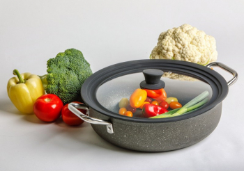Cratita inalta cu doua manere aluminiu Studio Casa Pepita Granit 30cm GPMPH3051 