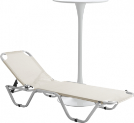 Set bar cafenea RAKI masa alba 60x101cm si un scaun metalic cu perna 46x43x107cm 