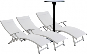 Set bar cafenea RAKI masa neagra 60x101cm si trei scaune metalice plasa 46x43x107cm 