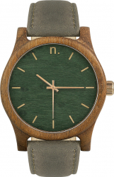 Ceas din lemn Neat - Classic - 43mm Verde cu detalii aurii - lemn de Amazaque 