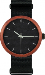 Ceas din lemn Neat - New Hoop - 43mm Negru cu lemn de Padouk