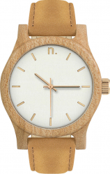Ceas de dama din lemn Neat - Classic - 38mm Alb cu detalii aurii - lemn de Ulm