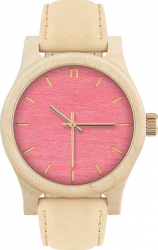Ceas de dama din lemn Neat - Classic - 38mm Roz cu detalii aurii - lemn de Artar 