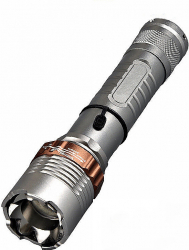 Lanterna reincarcabila cu LED 800LM XML si incarcator auto 2 baterii incluse cutie depozitare Argintiu SHO1727