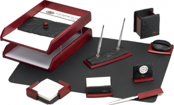 Set birou 10 piese culoare lemn mahon cu ardezie