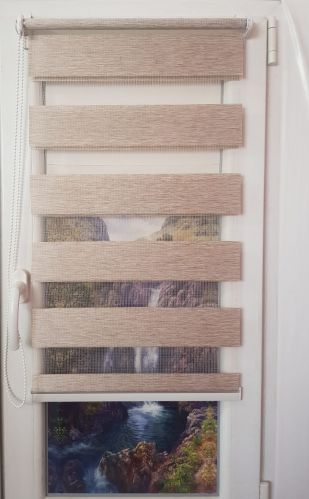 Jaluzea tip Rulou textil Rolete Zebra Day and Night Luxury 44x120 cm ZW3 accesorii albe 