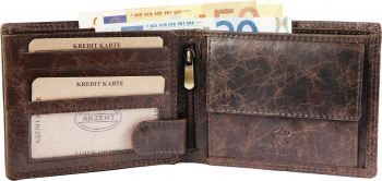 Portofel barbati AKZENT Business Wallet portmoneu orizontal piele groasa vintage maro marmorat 3000109-001