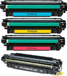 Set 4 tonere GraphiteK compatibil cu CE264X extralarge CF031C CF032Y CF033M pentru HP Color Laserjet Enterprise CM4540 MFP 