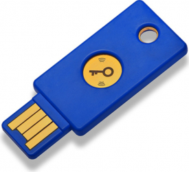 Yubico Yubikey Security Key NFC FIDO albastru - Dispozitiv criptografic securizat tip token 