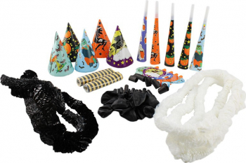 Set petrecere Halloween 37 piese coifuri suflatori baloane ghirlande multicolore 