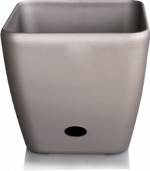 Ghiveci patrat flori PREMIUM cu sistem de udare picurare 22x20cm culoare gri 