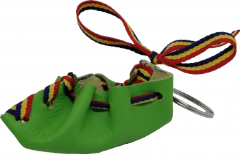 Breloc opinca din piele naturala cu tricolor culoare verde 