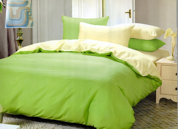 Lenjerie de pat matrimonial SUPER cu husa de perna dreptunghiulara Sicilia bumbac satinat gramaj tesatura 120 g/mp Verde 