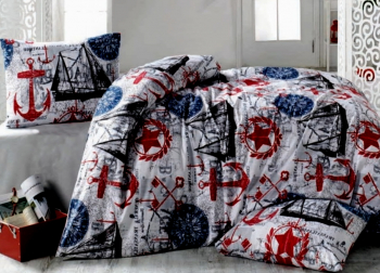Lenjerie de pat pentru o persoana cu husa de perna dreptunghiulara Pirate bumbac satinat gramaj tesatura 120 g/mp multicolor 