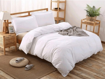 Lenjerie de pat pentru o persoana cu husa de perna patrata Sifon alb 130 g/mp bumbac 100 