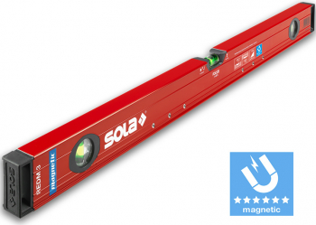 Nivela aluminiu magnetica profil tubular 3 bule 100 cm 0.3 mm/m SOLA Austria tip REDM 3 100