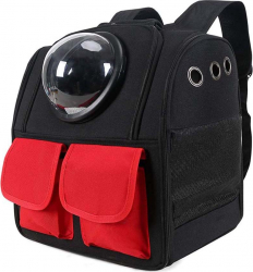 Rucsac cu bula de astronaut buzunare frontale negru cu rosu 36 cm doty 
