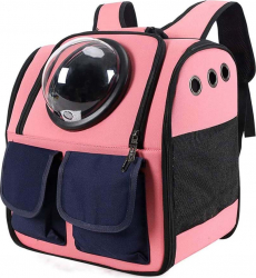 Rucsac cu bula de astronaut buzunare frontale roz cu bleumarin 36 cm doty 