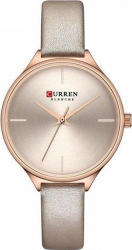 Ceas femei Curren Mecanism Quartz Analog Elegant Curea din piele Afisaj 24 h Ultra subtire Gri 