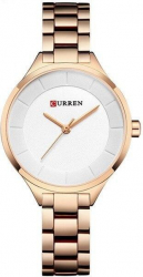 Ceas analog dama Curren Mecanism Quartz Afisaj 24 ore Business Elegant 3 ATM Bratara otel inoxidabil Auriu Rose 