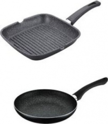 Set tigaie grill aluminiu Studio Casa - Pepita Granit 28 x 28 cm + Tigaie aluminiu 24 cm Studio Casa - Pepita Granit 