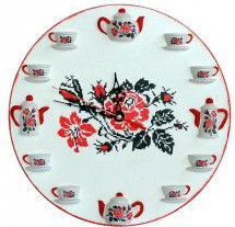 Ceas decorativ de perete cu motiv traditional trandafiri 0928 
