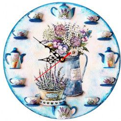 Ceas decorativ de perete - lavanda si flori de camp 1536 