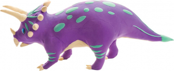 Set inteligent educativ si creativ cu puzzle 3D din lemn si pasta modelatoare Triceratops dinozaur 3+ 