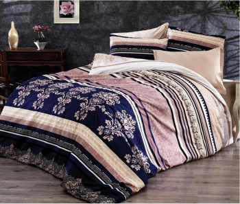 Lenjerie de pat pentru o persoana cu husa de perna dreptunghiulara Pink rose bumbac satinat gramaj tesatura 120 g/mp multicolor 