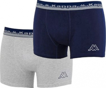 Set Kappa de 2 boxeri pentru barbati banda elastica cu logo Kappa LOGO BUM 2PACK Gri/Bleumarin XL