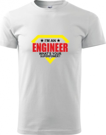 Tricou barbati Malfini Im an engineer alb S 