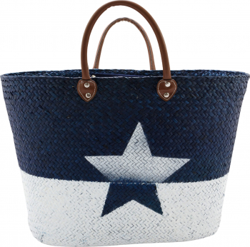 Geanta impletita Ibiza Puur imprimeu cu stea alb/navy pentru femei 71255 