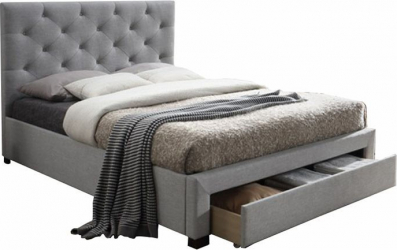 Pat modern cu spatiu pentru depozitare textil gri 160x200 SANTOLA 