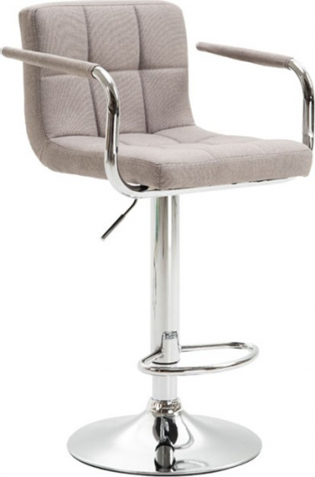 Scaun de bar material textil gri-maro taupe/crom LEORA 