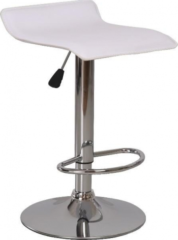 Scaun de bar piele eco alba/cromat LARIA 