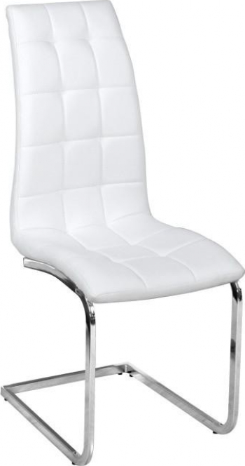 Scaun de bucatarie piele eco alba/crom DULCIA 