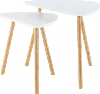 Set de doua masute de cafea alb/natural BISMAK 