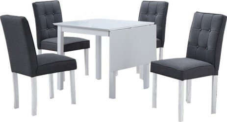 Set dining cu masa extensibila alba/gri BJORK 1+4 