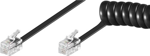 Cablu telefon spiralat RJ10 4P4C negru 