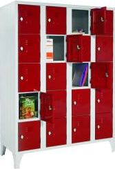 Dulap Vestiar metalic cu picioare si 20 compartimente 170/20 1200x500x1800 mm usi color rosu 